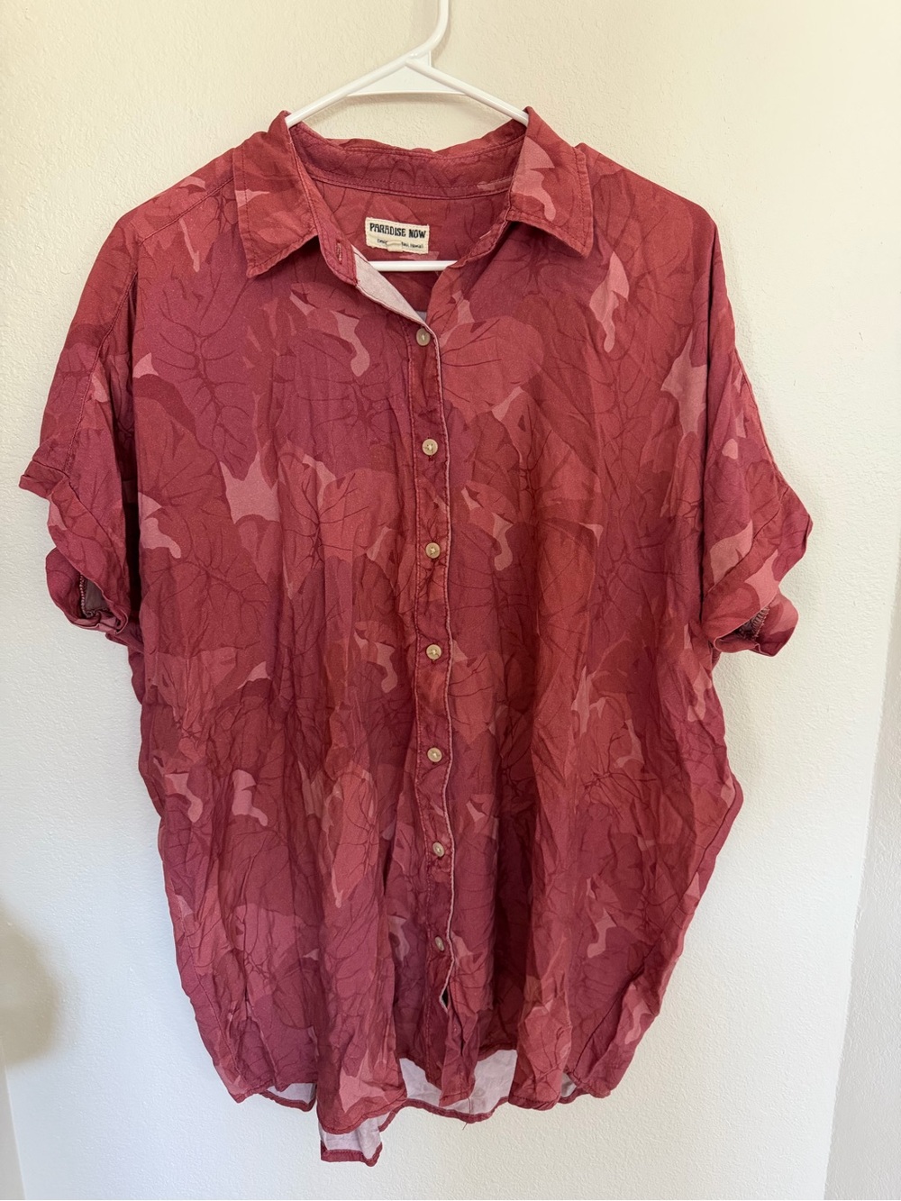 Paradise Now Hawaii Anthurium Tropical Print Shirt Dress Beach Medium